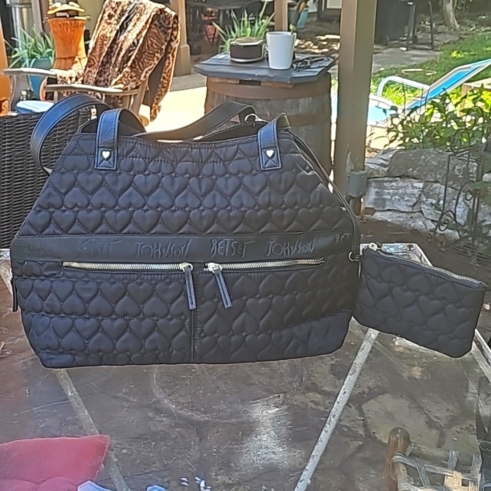 NWOT Betsey Johnson Quilted Hearts Duffle Bag